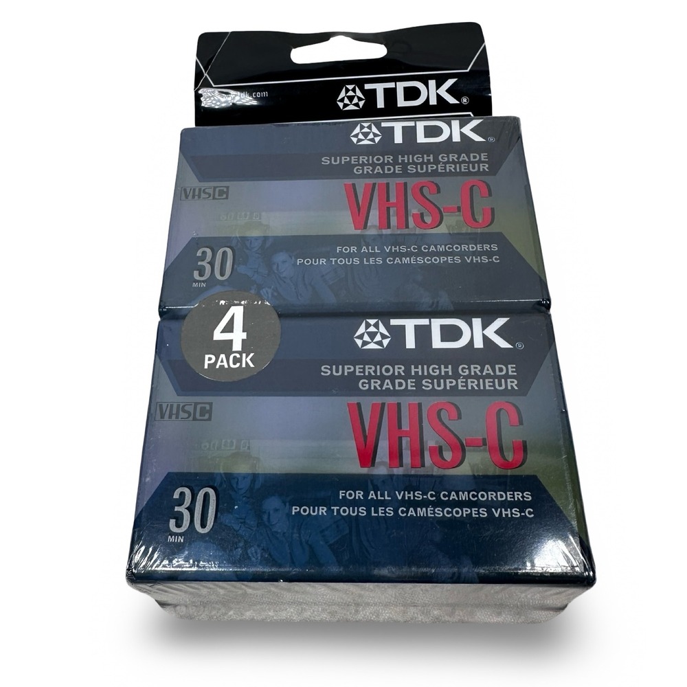TDK VHS-C 30 Min Superior‎ High Grade Video Cassette TC-30HG 4 Pack Sealed
